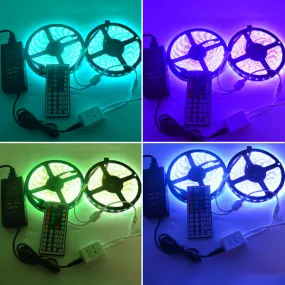 10M SMD 5050 Waterproof RGB 600 LED Strip Light   IR Controller   Cable Connector   Adapter DC12V
