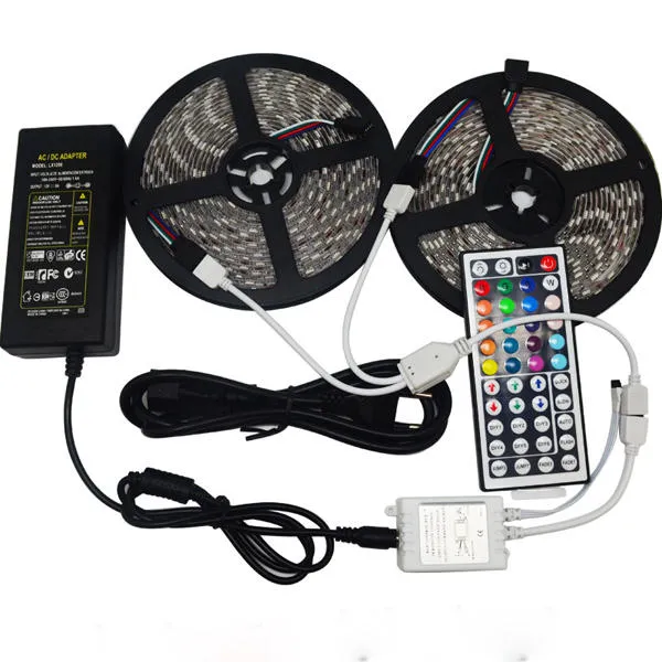 10M SMD 5050 Waterproof RGB 600 LED Strip Light   IR Controller   Cable Connector   Adapter DC12V