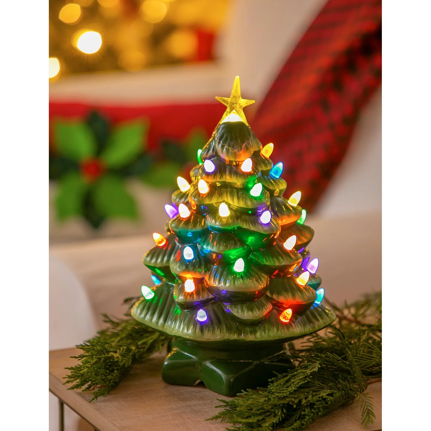 14'' LED Ceramic Christmas Tree with Lights and Music,8led552