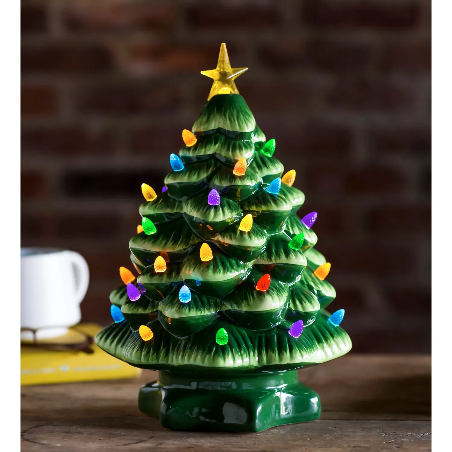 14'' LED Ceramic Christmas Tree with Lights and Music,8led552