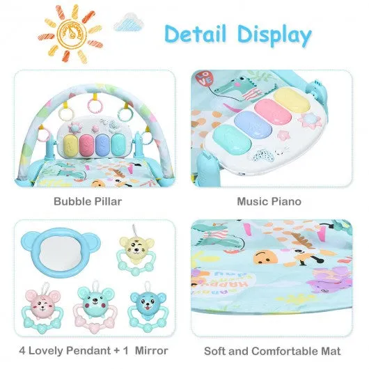 3 in 1 Fitness Music and Lights Baby Gym Play Mat-Blue