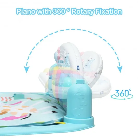 3 in 1 Fitness Music and Lights Baby Gym Play Mat-Blue