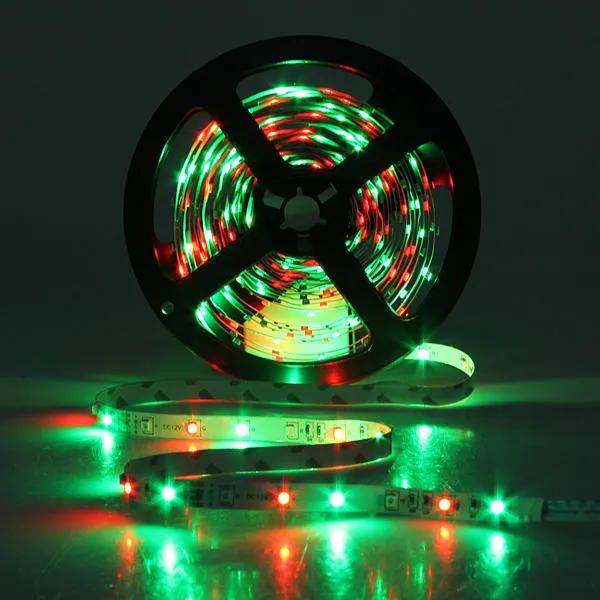 5M Waterproof RGB LED Strip Light SMD 3528, 300 LEDs, 24-Key IR Remote, Power Adapter DC12V