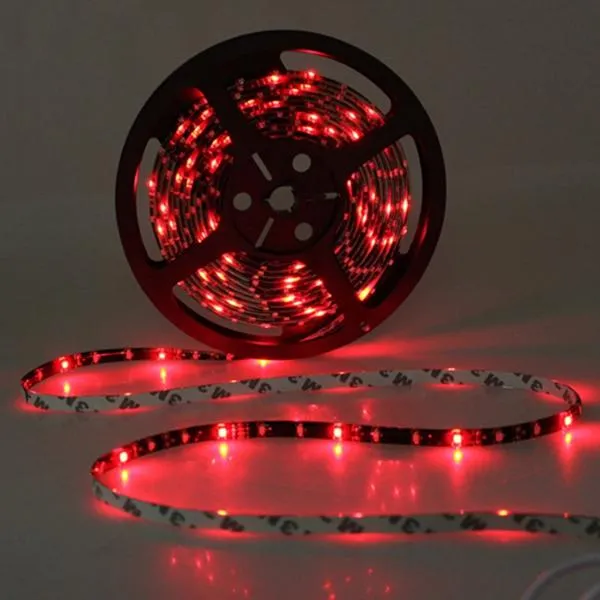 5M Waterproof RGB LED Strip Light SMD 3528, 300 LEDs, 24-Key IR Remote, Power Adapter DC12V