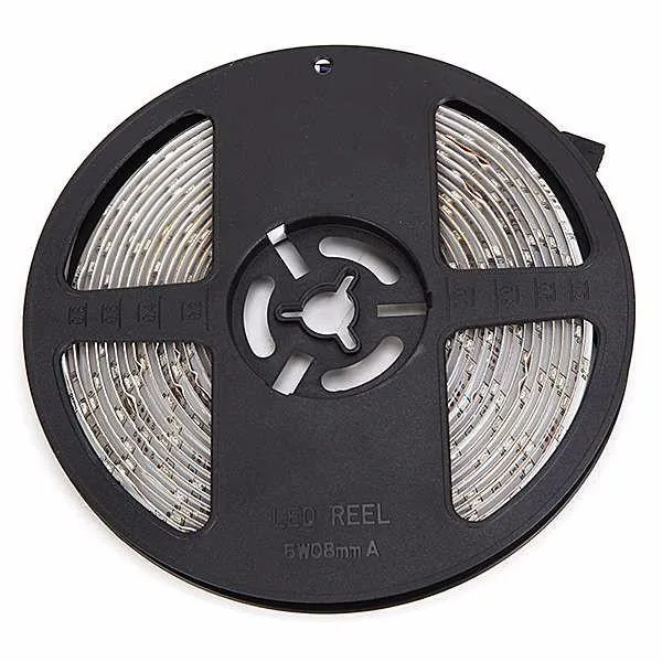 5M Waterproof RGB LED Strip Light SMD 3528, 300 LEDs, 24-Key IR Remote, Power Adapter DC12V