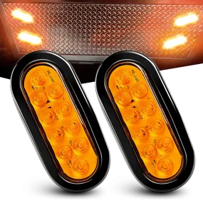 6 Inch Oval Amber LED Trailer Tail Lights (Pair)