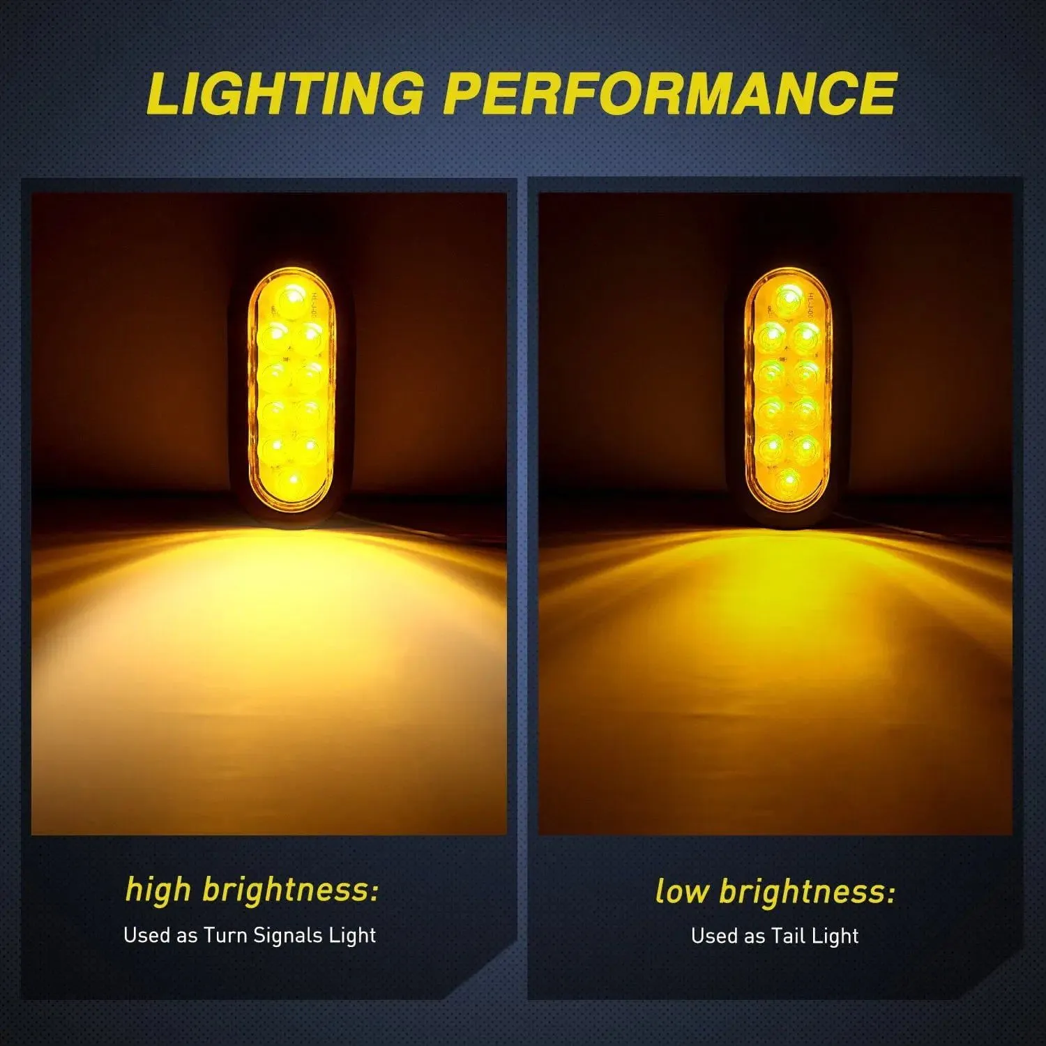 6 Inch Oval Amber LED Trailer Tail Lights (Pair)