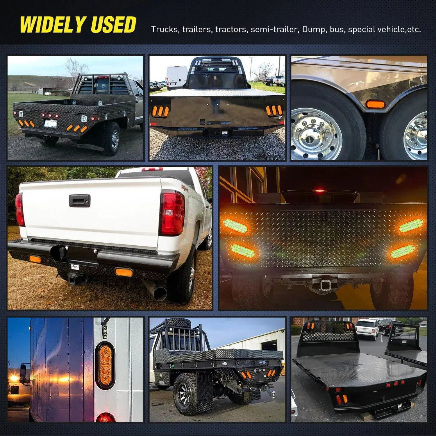 6 Inch Oval Amber LED Trailer Tail Lights (Pair)