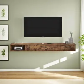 67" Rustica Floating TV Stand, Dark Brown
