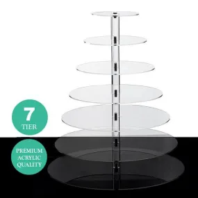 7 Tier Round Heavy Duty Acrylic Glass Cupcake Dessert Stand For Birthday Wedding Party