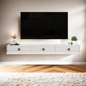 74.88″ Polara Solid Wood TV Stand, High Gloss White