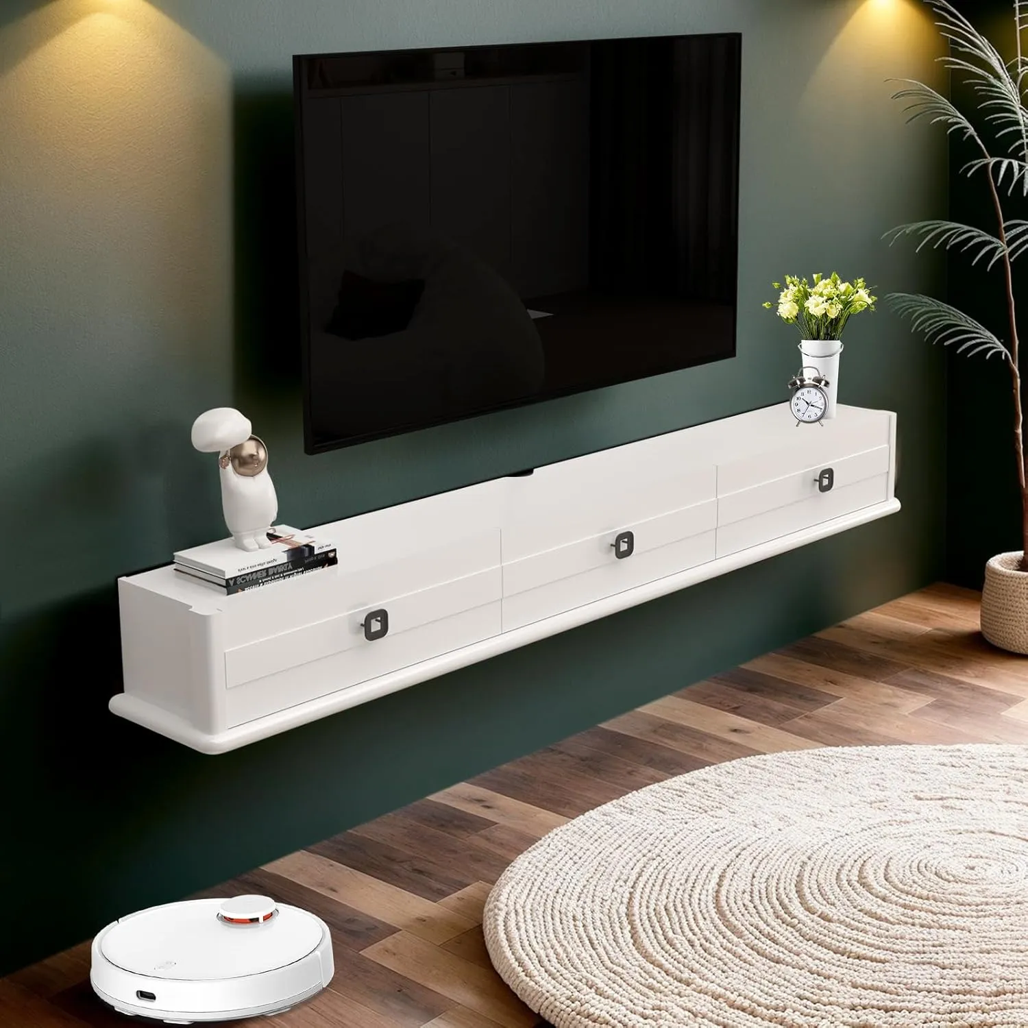 74.88″ Polara Solid Wood TV Stand, High Gloss White