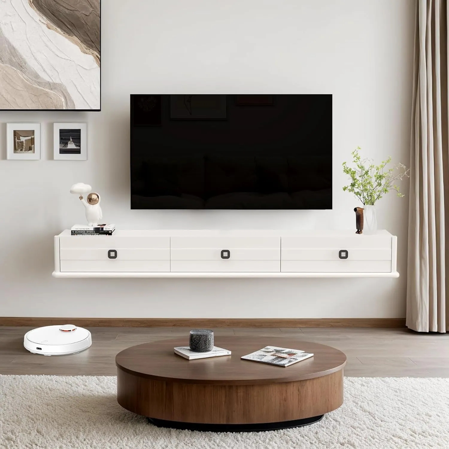 74.88″ Polara Solid Wood TV Stand, High Gloss White