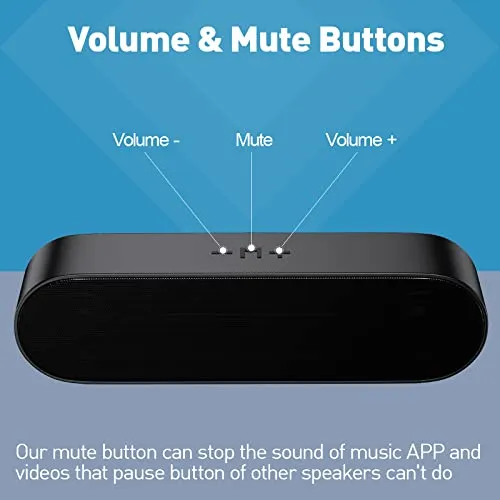 ABRRU USB Computer Speakers, PC Speakers for Desktop, Laptop Speakers with Crystal Clear Sound, Loud Volume, Volume Control and Mute Button(USB-C to USB Adapter Included) (Black)