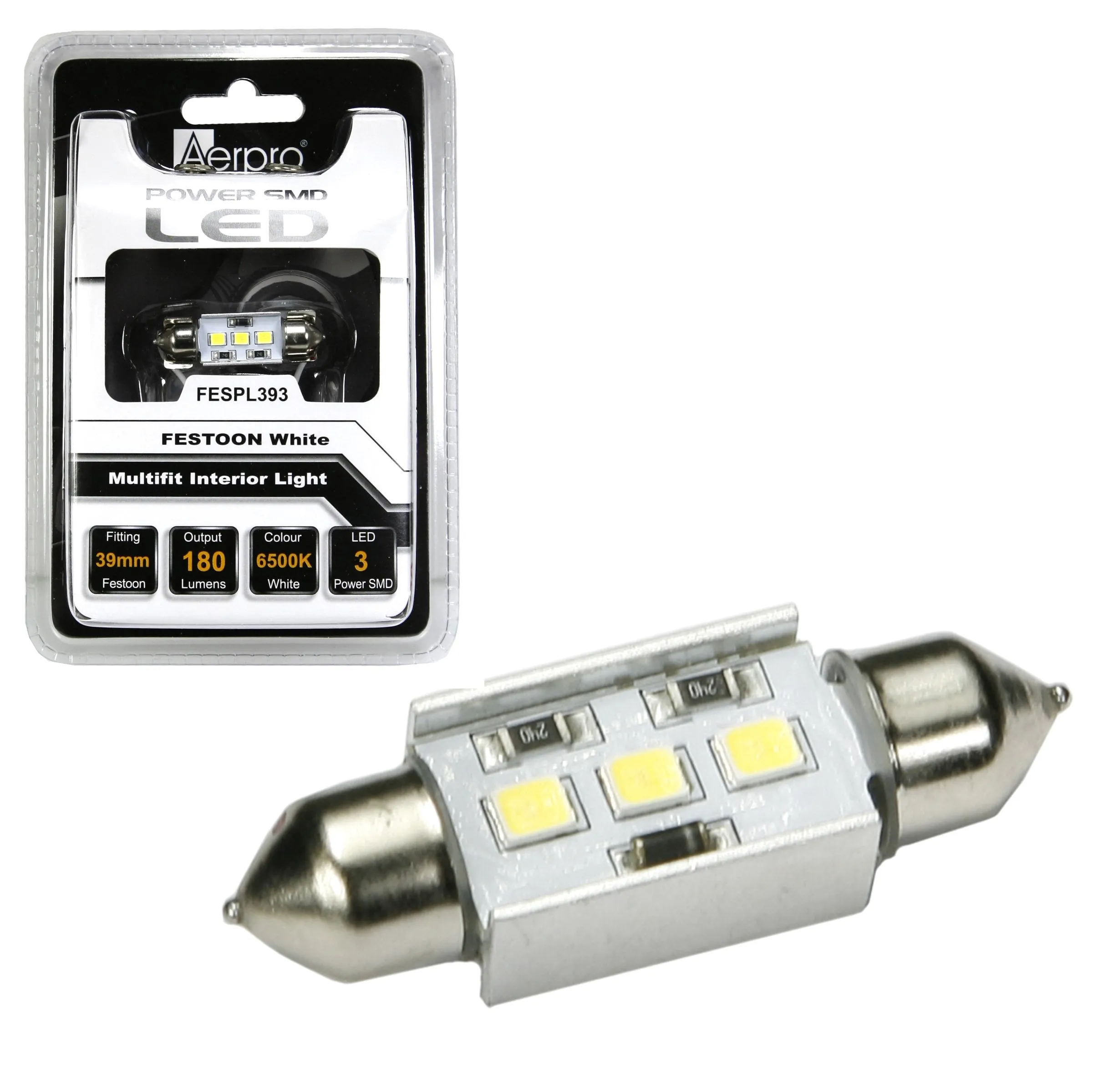 Aerpro FESPL393 3X Power SMD Festoon 39mm (6500K White)