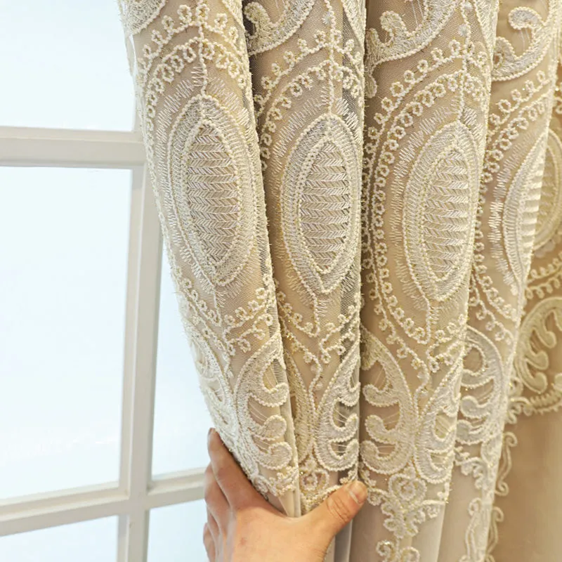 Alexandria Two-Layer Embroidery Blackout Soundproof Custom Curtain