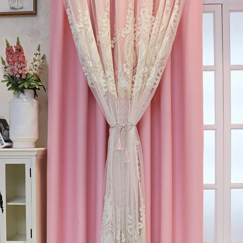 Alexandria Two-Layer Embroidery Blackout Soundproof Custom Curtain