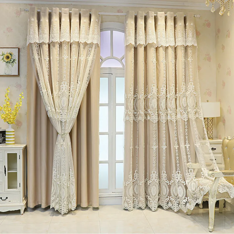 Alexandria Two-Layer Embroidery Blackout Soundproof Custom Curtain