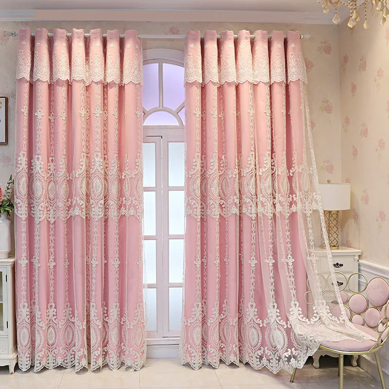 Alexandria Two-Layer Embroidery Blackout Soundproof Custom Curtain