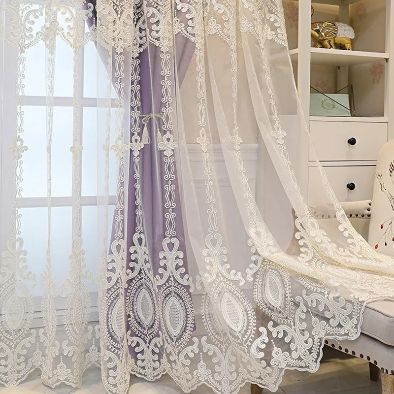 Alexandria Two-Layer Embroidery Blackout Soundproof Custom Curtain