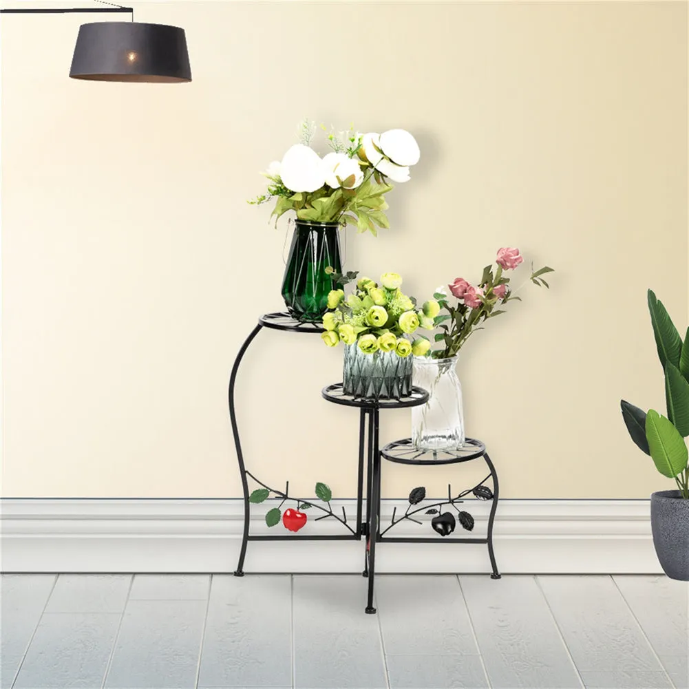 ALICIAN 3-tierd Flower Pot Stand Lacquer Painted Metal Black