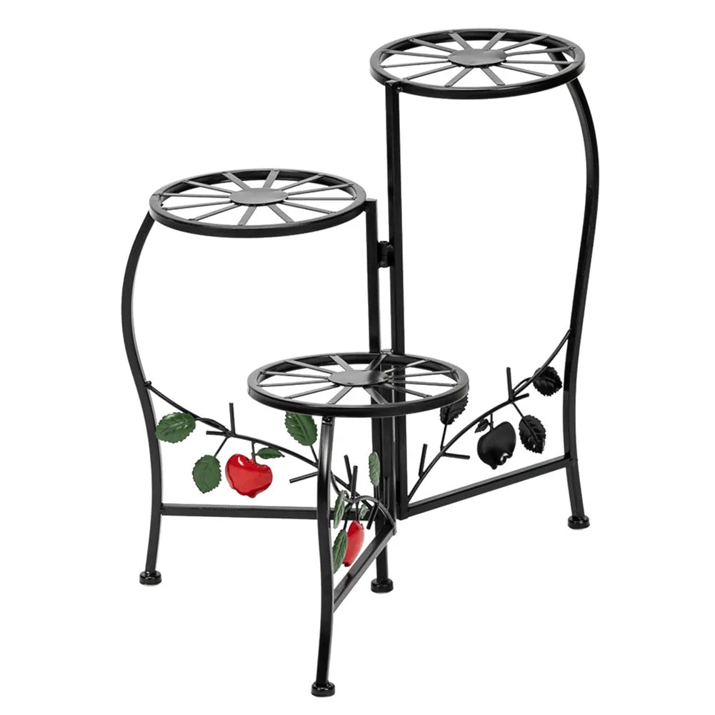 ALICIAN Metal Plant Stand Shelf 3-base Flower Pot Holder Organizing Racks Black