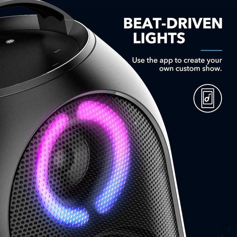 Anker Soundcore Rave PartyCast – 80W IPX7 Waterproof Bluetooth Speaker – A3390H12 – Black