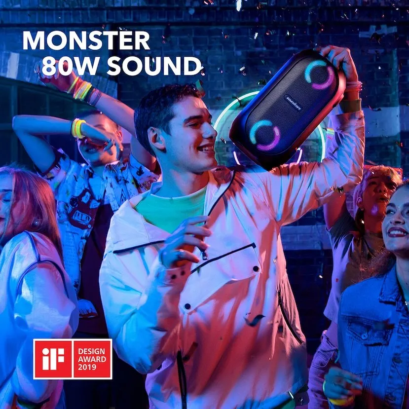 Anker Soundcore Rave PartyCast – 80W IPX7 Waterproof Bluetooth Speaker – A3390H12 – Black