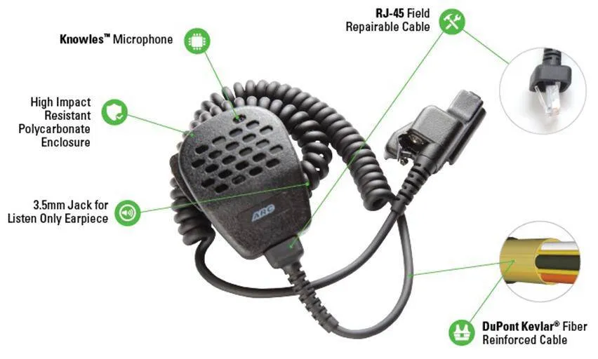 ARC S11045 Heavy Duty Speaker Microphone fit Motorola XTS / Jedi