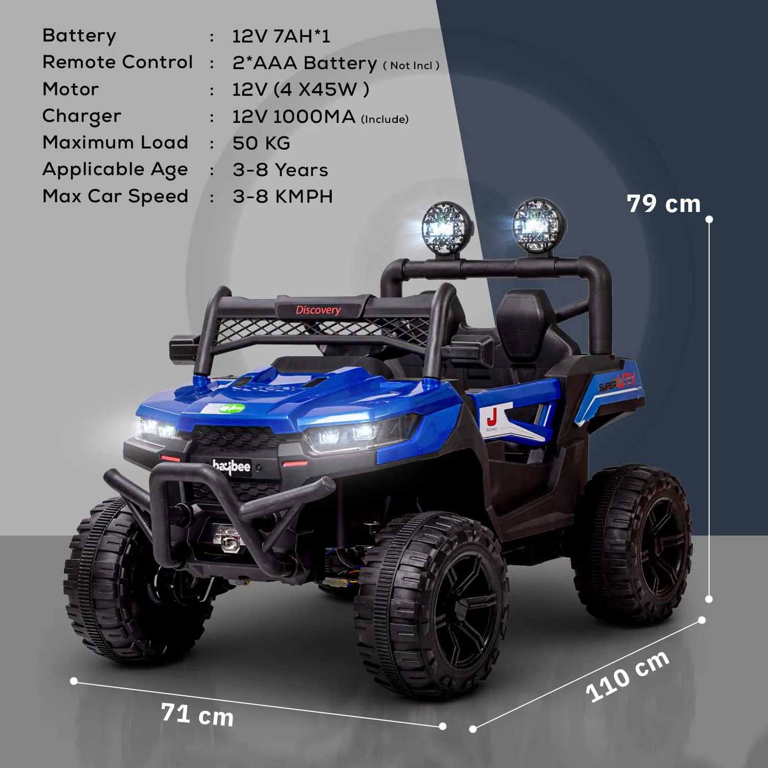 Baybee Battery Operated Jeep for Kids, Ride on Toy Kids Car with LED Light & Music