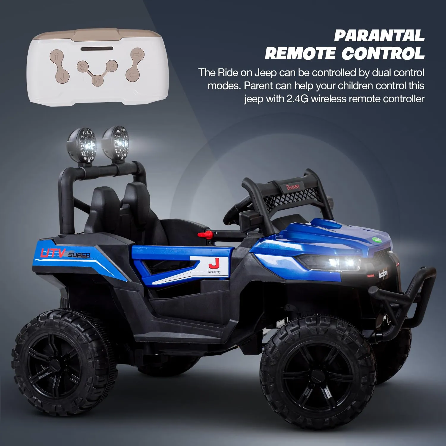 Baybee Battery Operated Jeep for Kids, Ride on Toy Kids Car with LED Light & Music