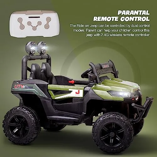 Baybee Battery Operated Jeep for Kids, Ride on Toy Kids Car with LED Light & Music