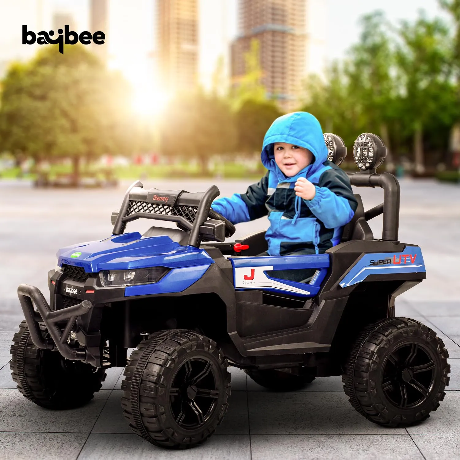 Baybee Battery Operated Jeep for Kids, Ride on Toy Kids Car with LED Light & Music