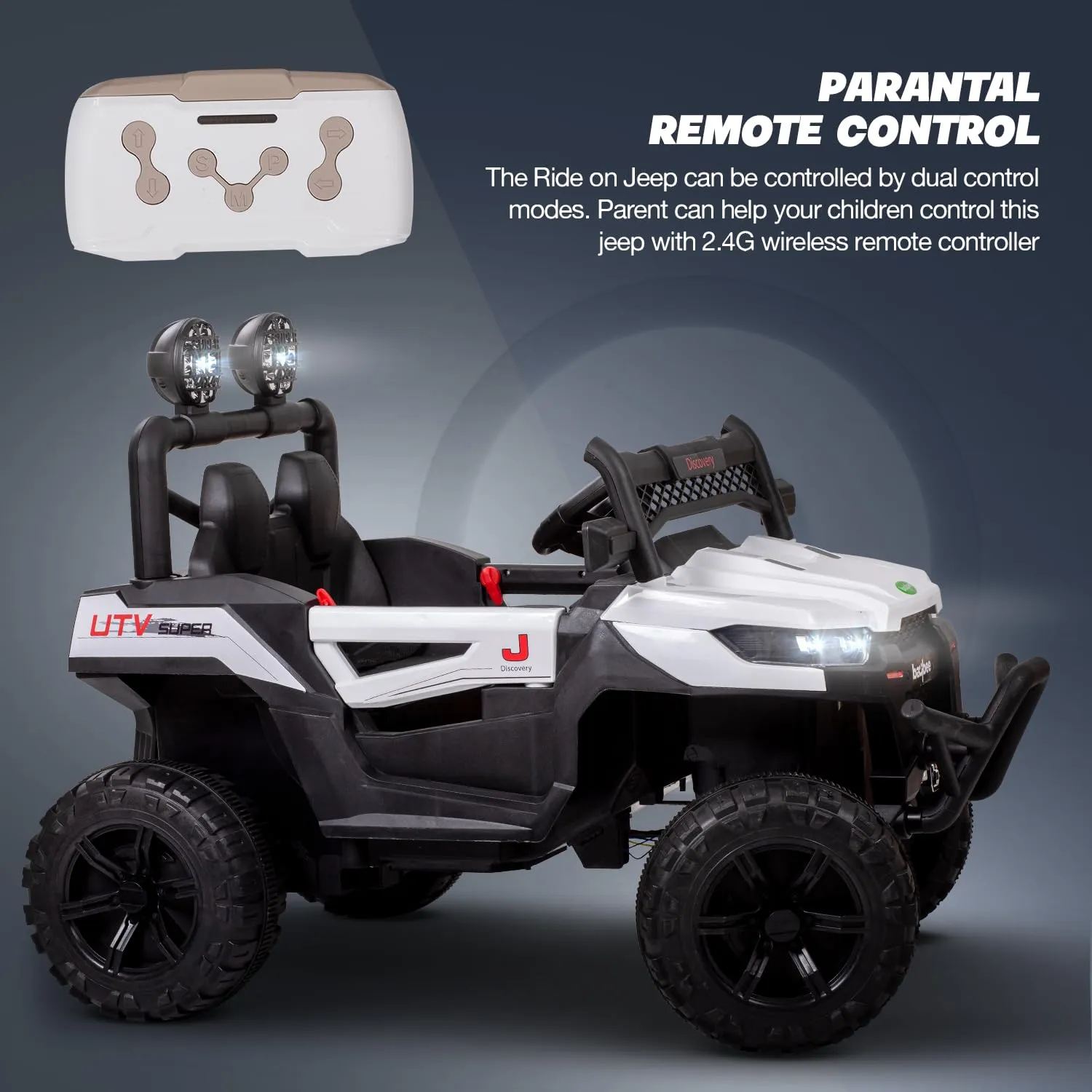 Baybee Battery Operated Jeep for Kids, Ride on Toy Kids Car with LED Light & Music