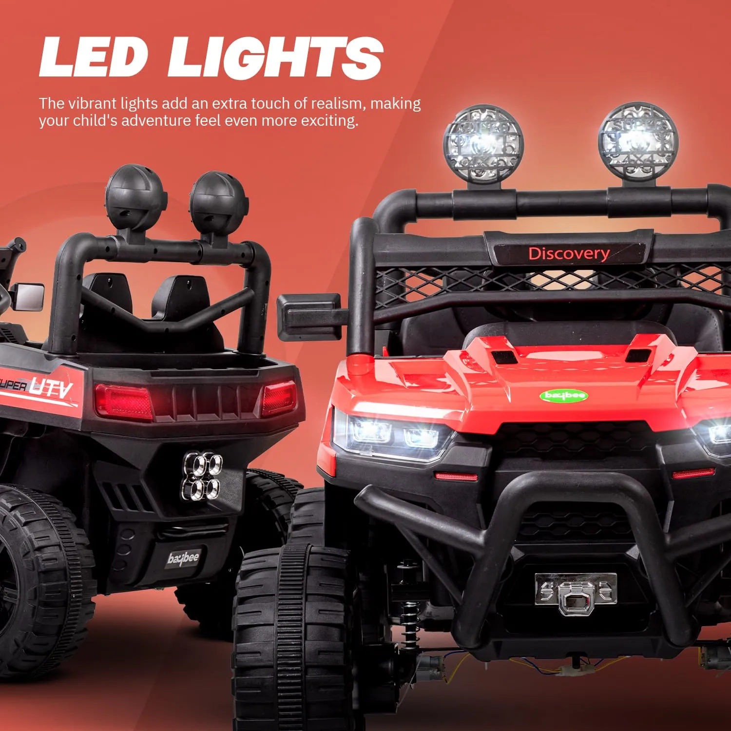 Baybee Battery Operated Jeep for Kids, Ride on Toy Kids Car with LED Light & Music