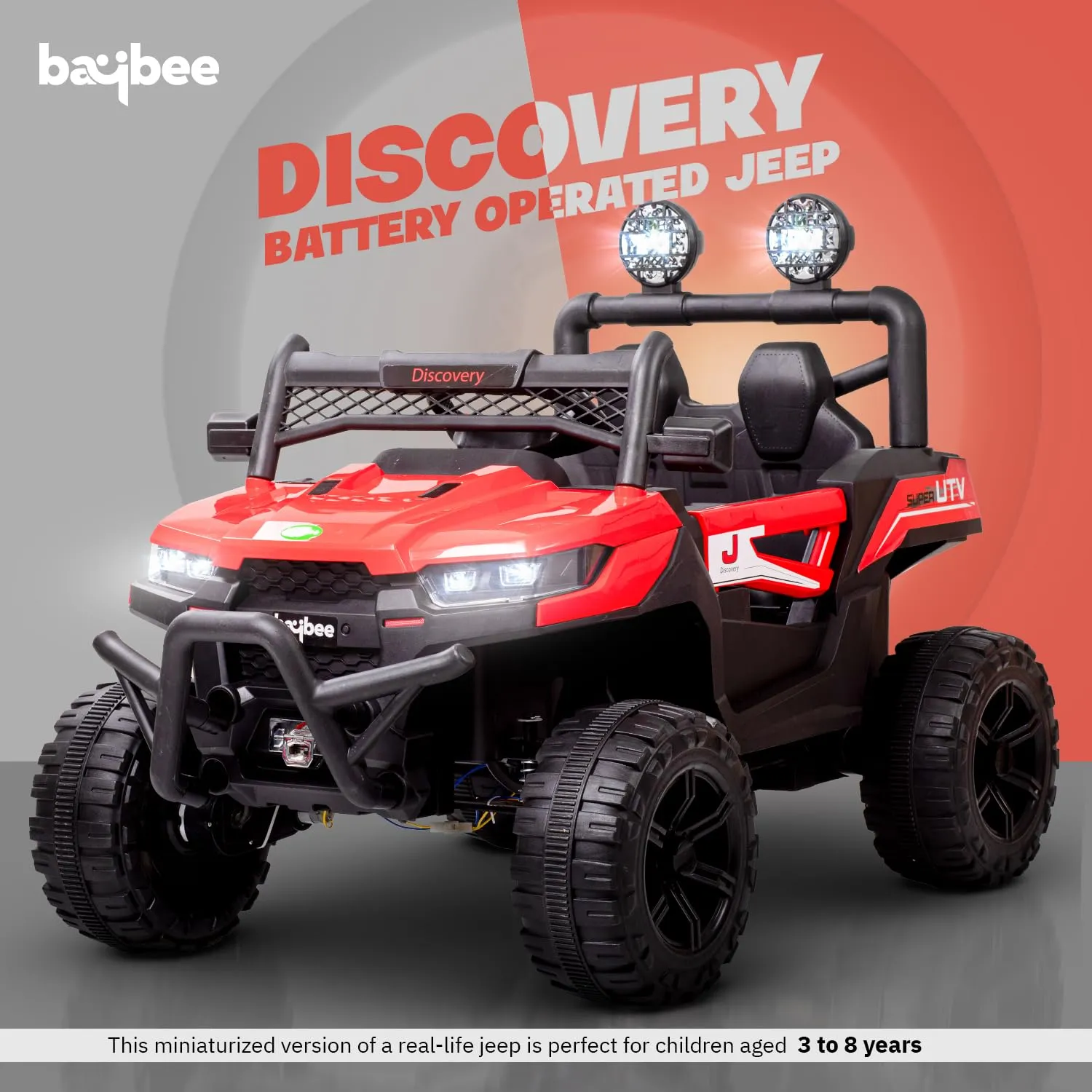 Baybee Battery Operated Jeep for Kids, Ride on Toy Kids Car with LED Light & Music