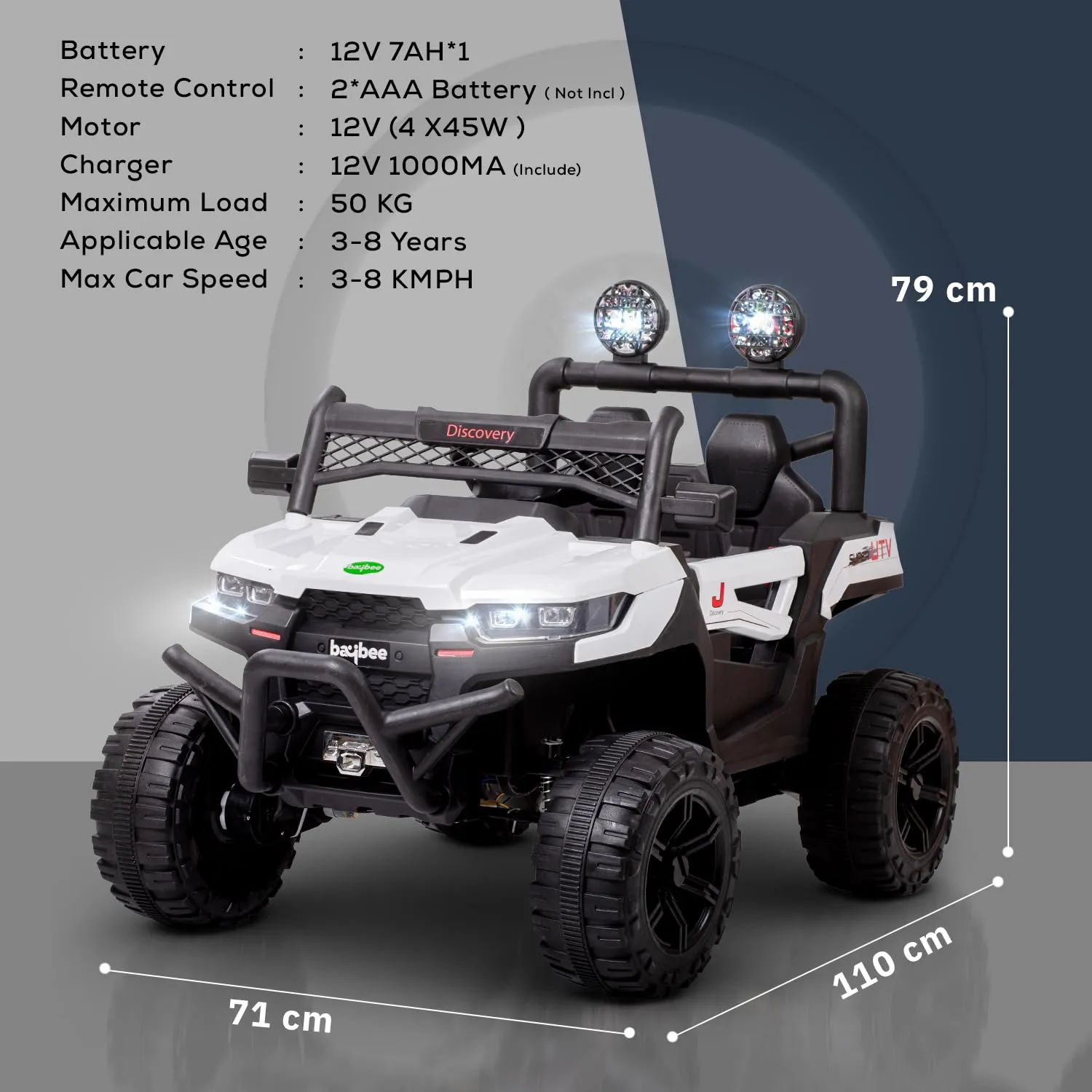 Baybee Battery Operated Jeep for Kids, Ride on Toy Kids Car with LED Light & Music