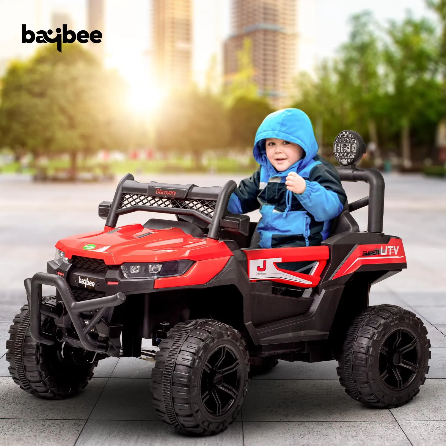 Baybee Battery Operated Jeep for Kids, Ride on Toy Kids Car with LED Light & Music