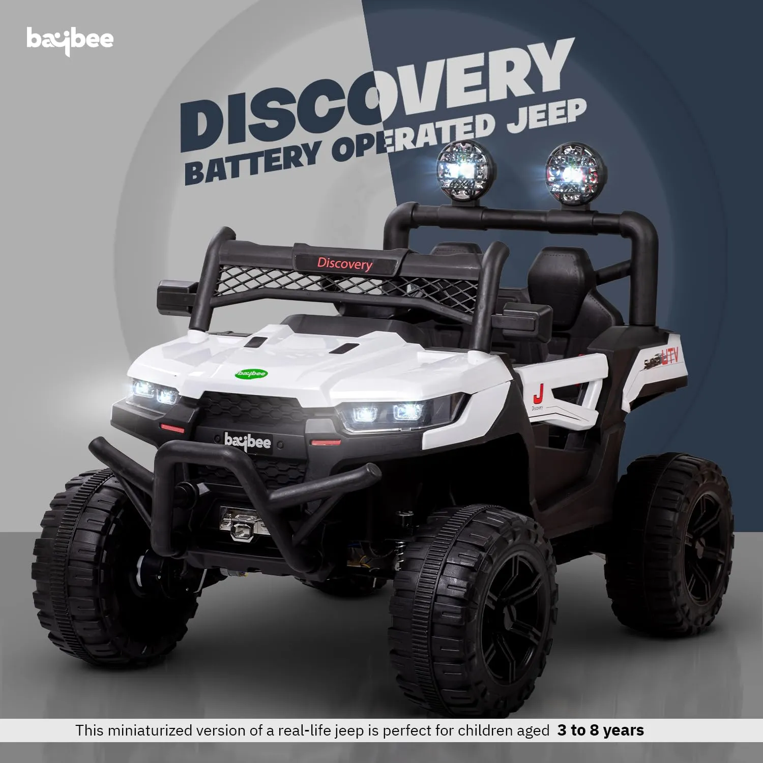 Baybee Battery Operated Jeep for Kids, Ride on Toy Kids Car with LED Light & Music