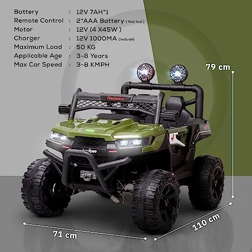 Baybee Battery Operated Jeep for Kids, Ride on Toy Kids Car with LED Light & Music