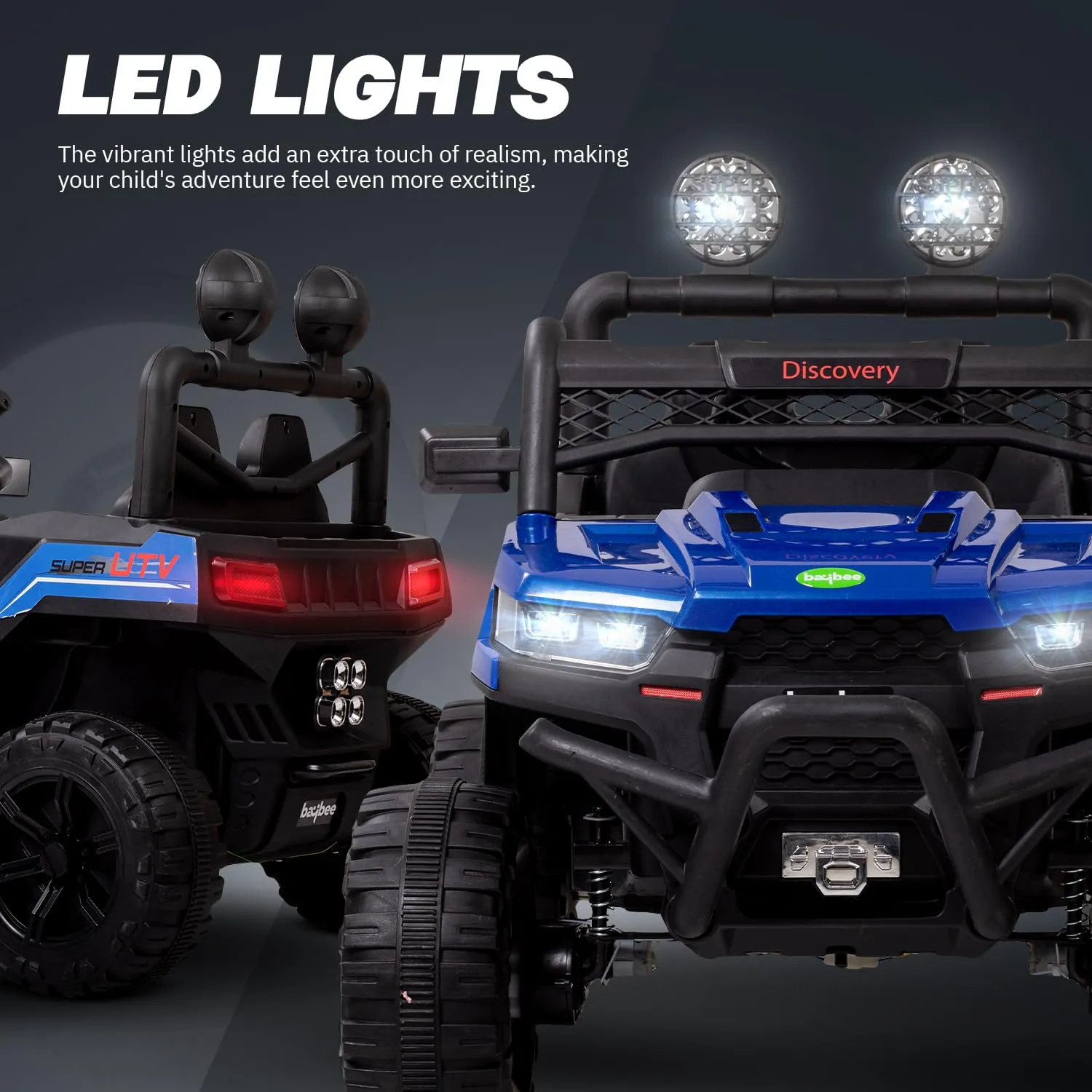 Baybee Battery Operated Jeep for Kids, Ride on Toy Kids Car with LED Light & Music