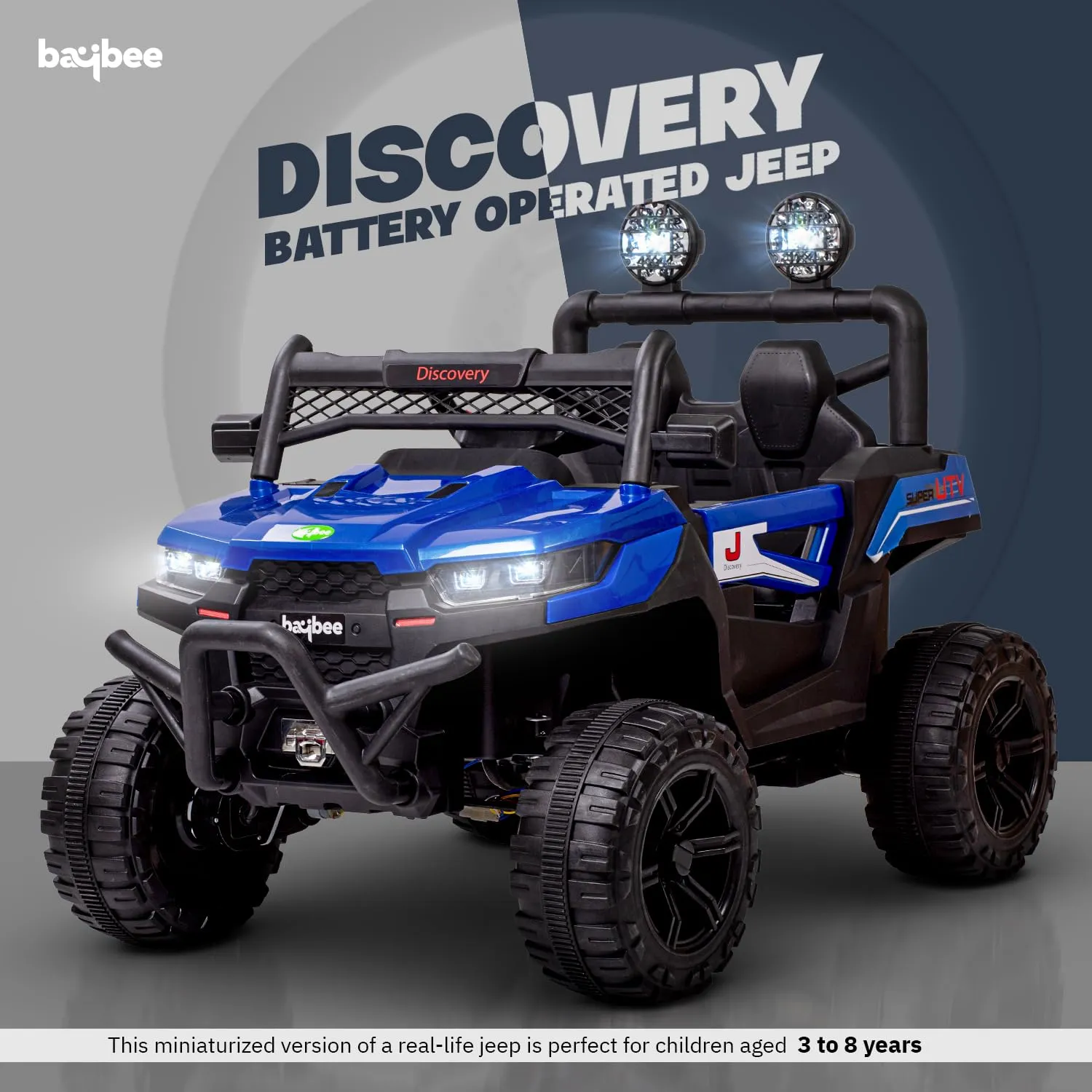 Baybee Battery Operated Jeep for Kids, Ride on Toy Kids Car with LED Light & Music