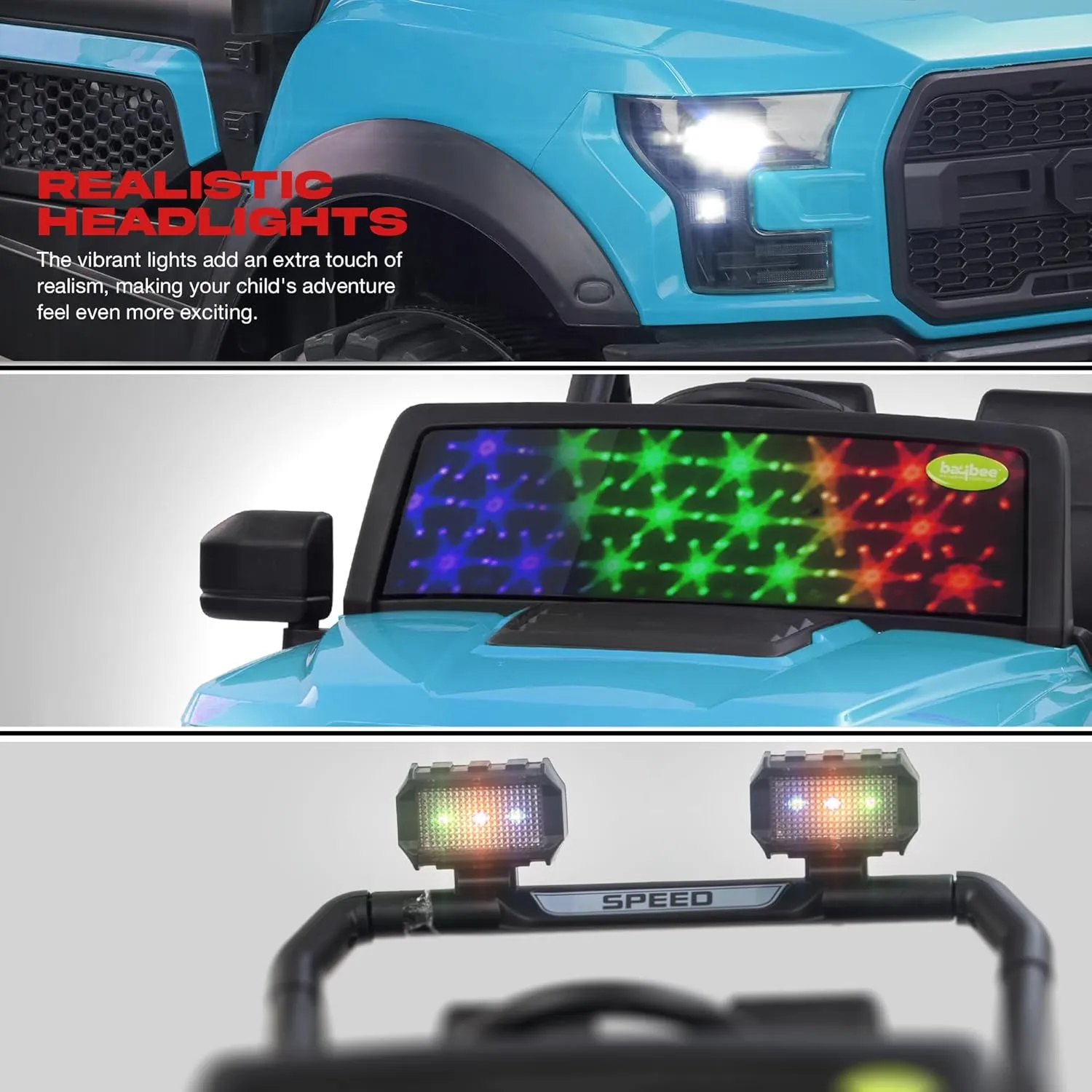 Baybee Bronco Battery Operated Jeep for Kids, Ride on Toy Kids Car with RGB Windshield Light & Music | Electric Jeep Battery Car