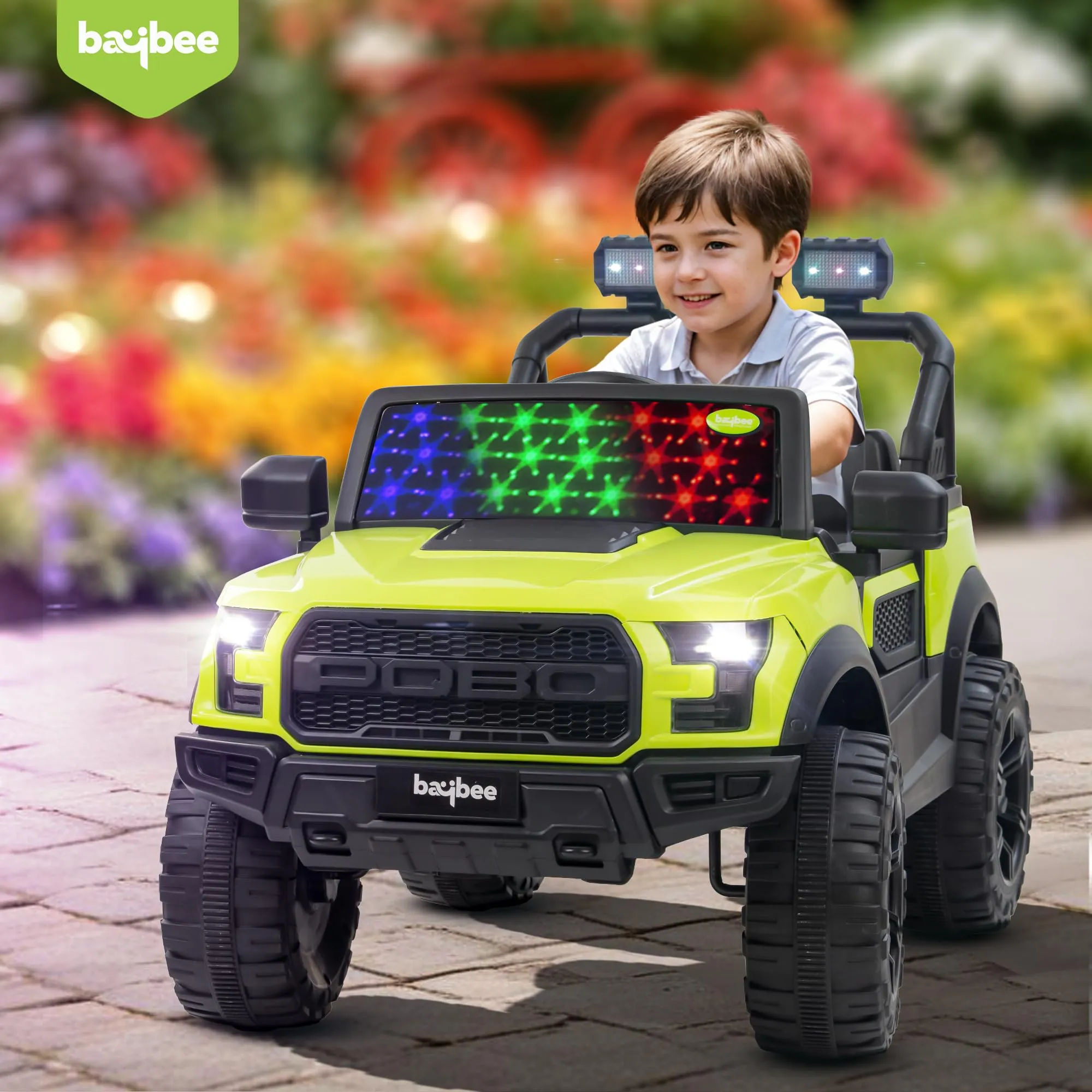 Baybee Bronco Battery Operated Jeep for Kids, Ride on Toy Kids Car with RGB Windshield Light & Music | Electric Jeep Battery Car