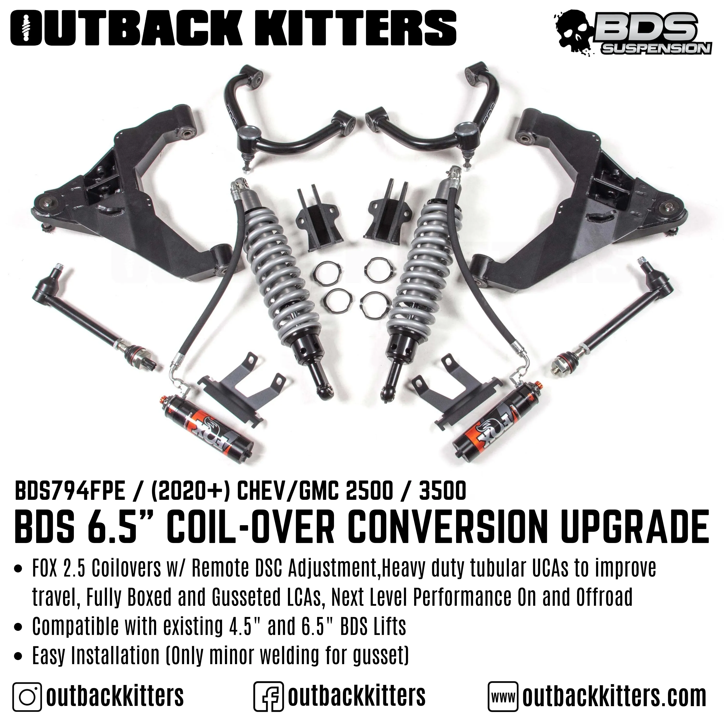 BDS Suspension 6.5"  Coil-Over Conversion Upgrade for Chev/GMC 2500/3500 (2020-2024)