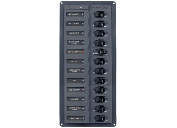 BEP 12V DC Circuit Breaker Panel 12 Way - Vertical - No Meters