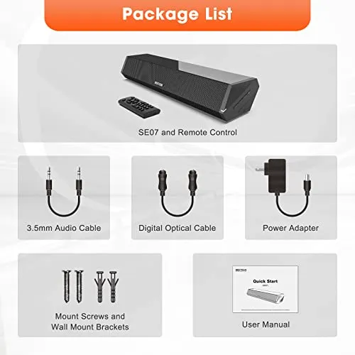 Bestisan Sound Bars for TV, 16'/50W Small Soundbar for TV, Sound Bar with Depths Sound Enhanced/DSP/Bass /3EQ, Surround Sound Speakers for TV Works with HDMI ARC/CEC,Optical/BT/PC …