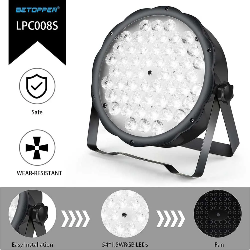 Betopper LPC008S 54x1.5w LED Mini Flat PAR Light
