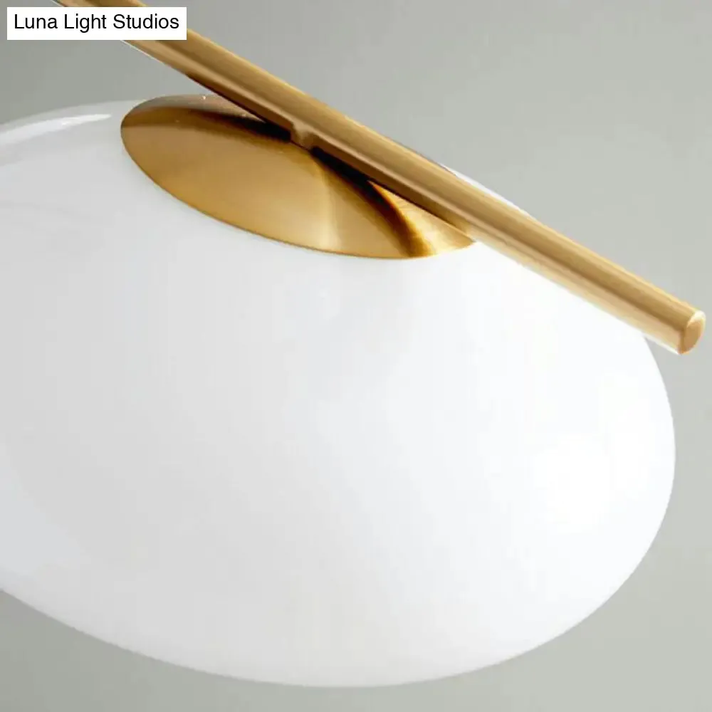 Black-Brass Oval Minimalist Chandelier Lamp with Cream Glass Shade