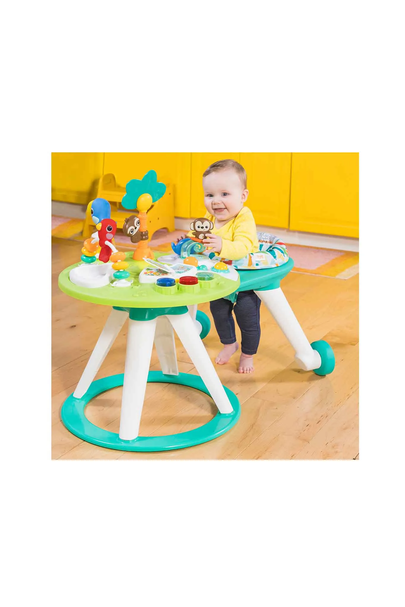 Bright Starts Around We Go 2-in-1 Walk Around Activity Center & Table Tropic Cool